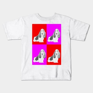 Basset Hound Puppy in Pink and Red Kids T-Shirt